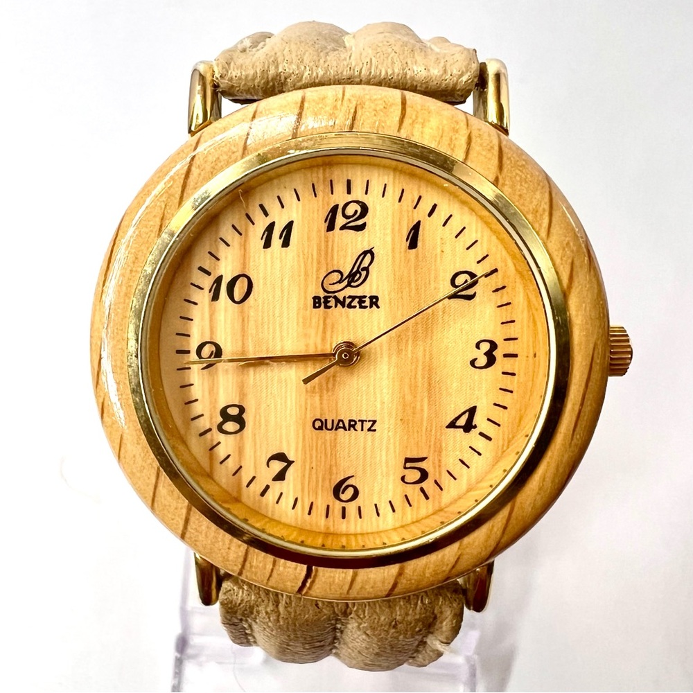 BENZER Quartz 39mm Wood/2 Tone Watch